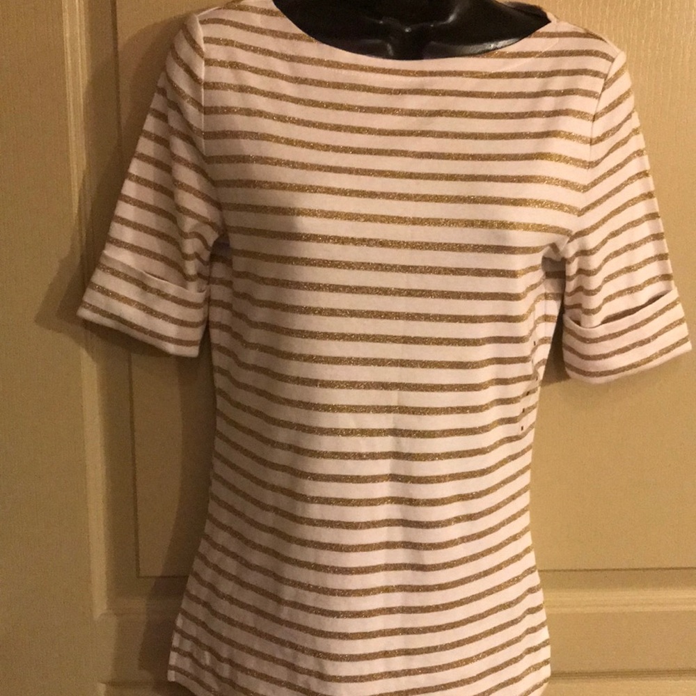 Lauren Ralph Lauren white & gold blouse size M